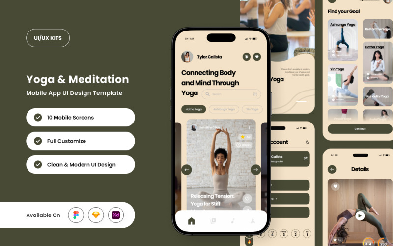 Yomara – Modelo de Design de Aplicativo de Yoga e Meditação