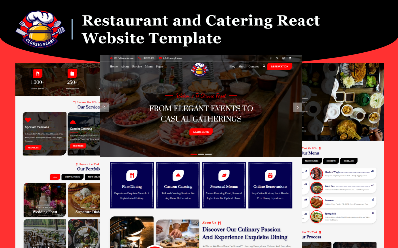 ClassicFeast – React-Website-Vorlage für Restaurants und Catering