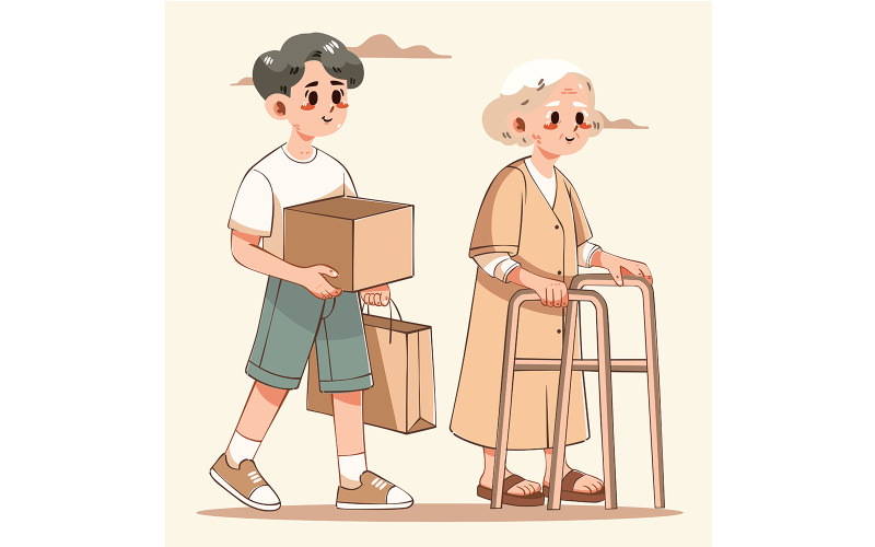Criança e idosa com presentes