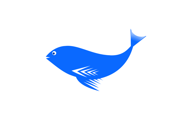 Cute Blue Fish Logo Design