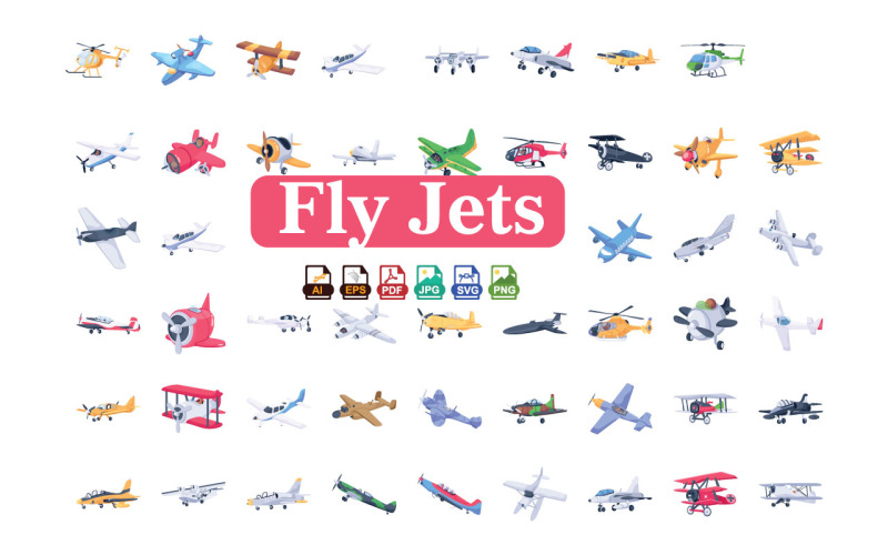 Fly Jets 3D Simge Paketi | Uçak, Savaş Uçağı, Helikopter Simgeleri | Helikopter