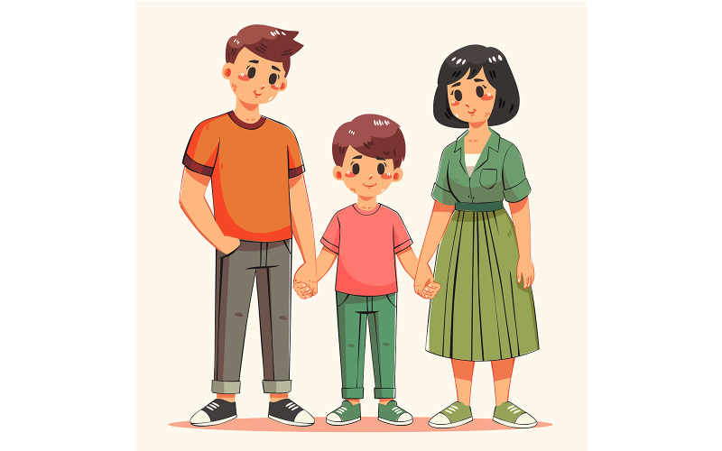 Ilustração de família de mãos dadas