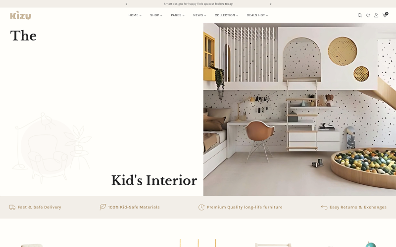 Kizu - 儿童室内装饰和家具 WooCommerce WordPress 主题