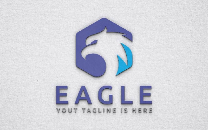 Modello di logo con testa di animale mascotte con spazio negativo, aquila, falco e uccello esagonale