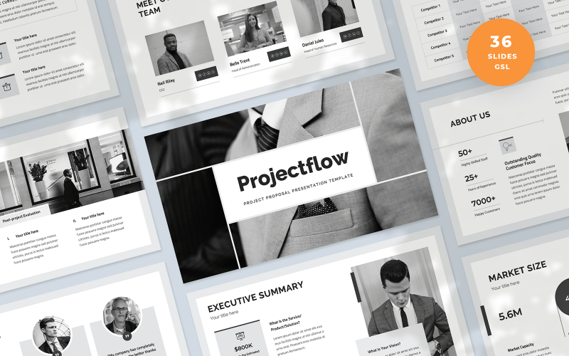 Modelo de apresentação de proposta de projeto do Google Slides