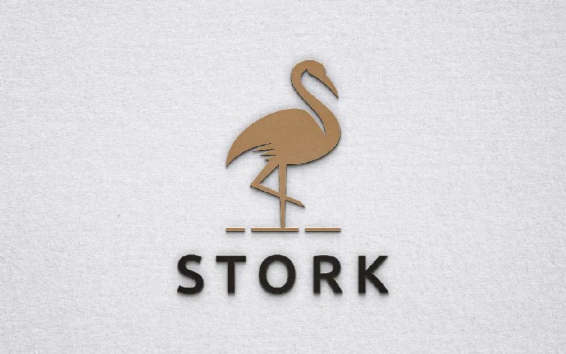 Ooievaarsvogel, dieren in het wild, junglesilhouet, logo-sjabloon