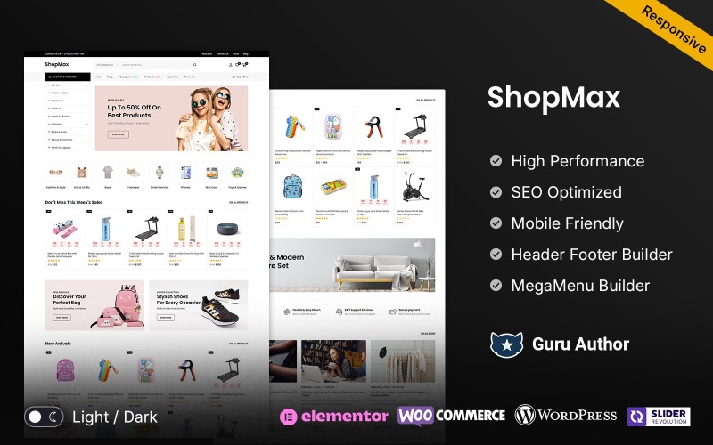 ShopMax - Tema WooCommerce multiuso per Elementor Mega Shop