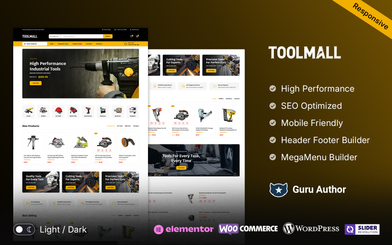 ToolMall – Инструменты и запасные части Оборудование Elementor WooCommerce Магазин