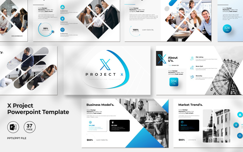 X Business Project PowerPoint Template
