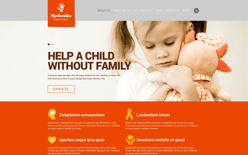 Адаптивний шаблон веб-сайту Благодійна організація для дітей