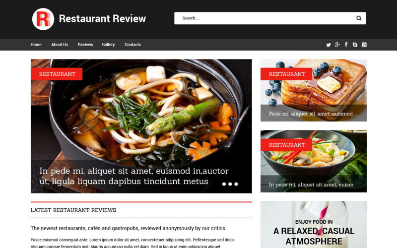 Адаптивный шаблон веб-сайта с отзывами о ресторанах