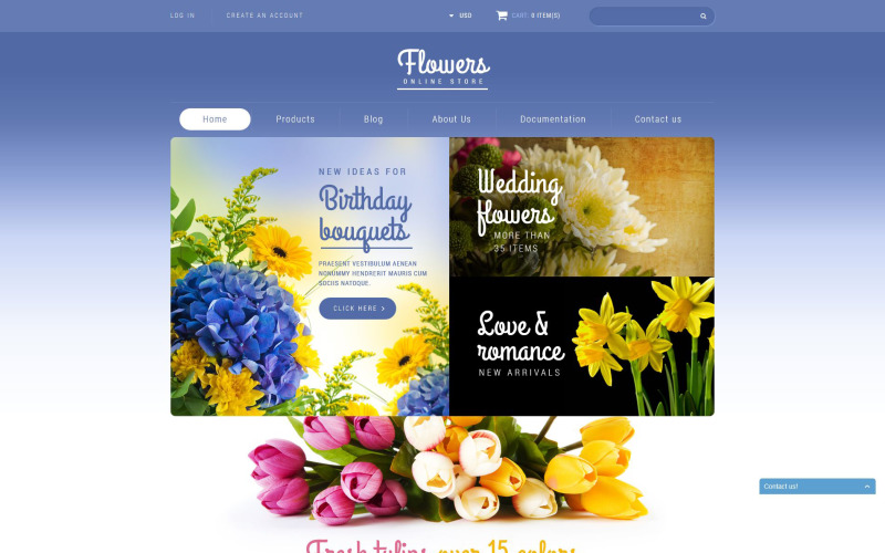 цветочный магазин shopify тема