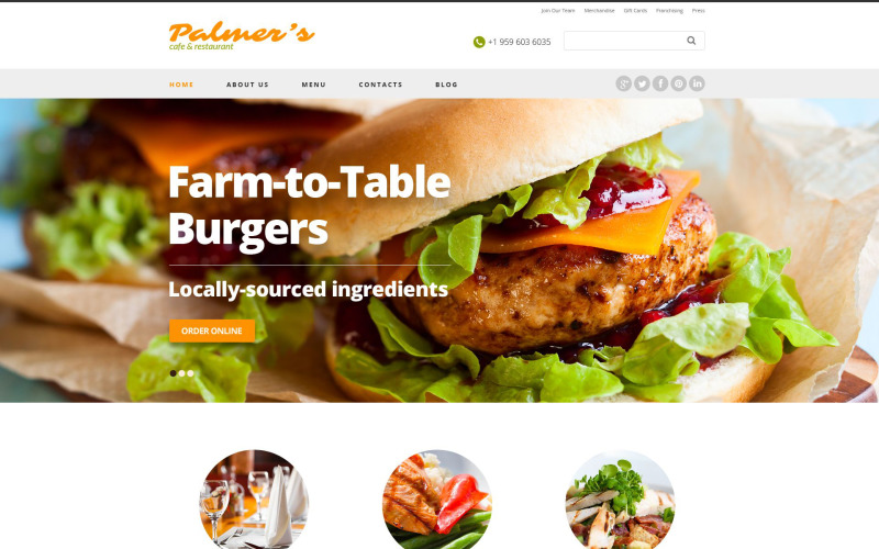 Modello di sito Web reattivo per bar e ristoranti