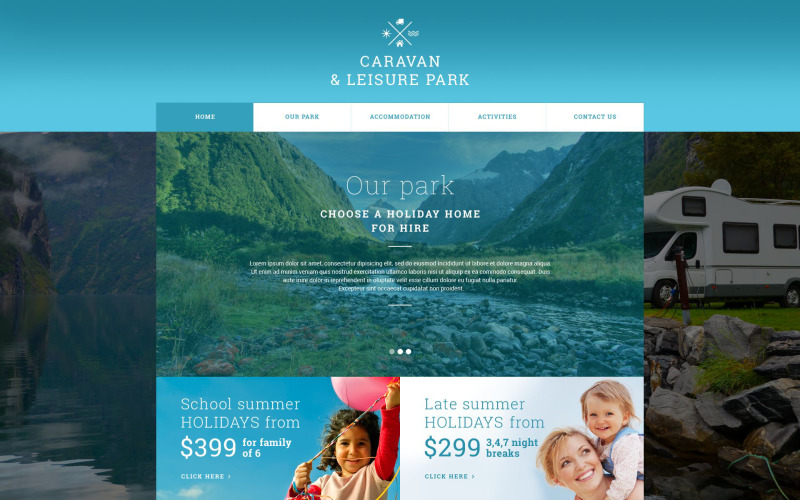 Plantilla de sitio web adaptable para parques de atracciones