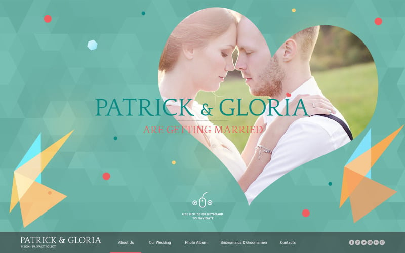 Plantilla web para sitio web de álbum de boda