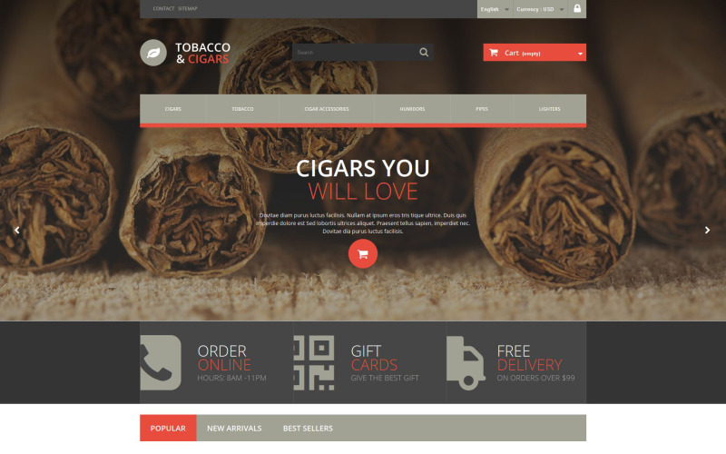 PrestaShop-thema voor tabak en sigaren