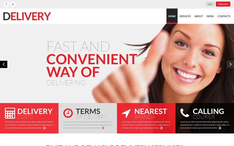 Responsieve websitesjabloon voor bezorgservices