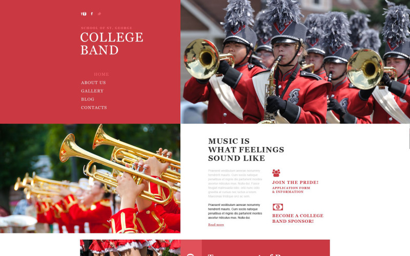 Responsiv webbplatsmall för musikband