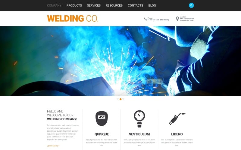 Шаблон адаптивного веб-сайта Welding