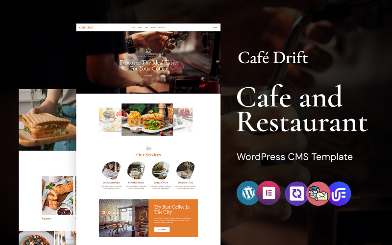 Cafe-Drift – WordPress Elementor-tema för café och restaurang