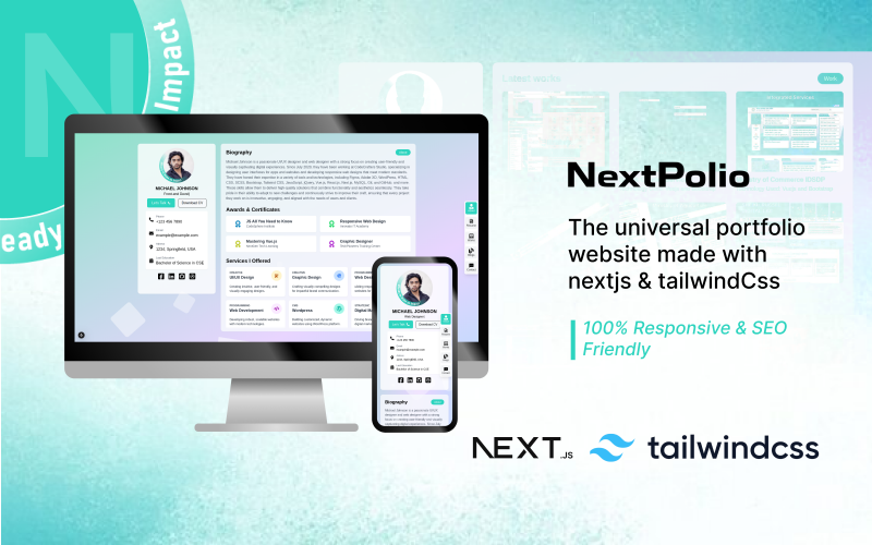 NextPolio – Moderní šablona webových stránek Nextjs TailwindCSS s portfoliem