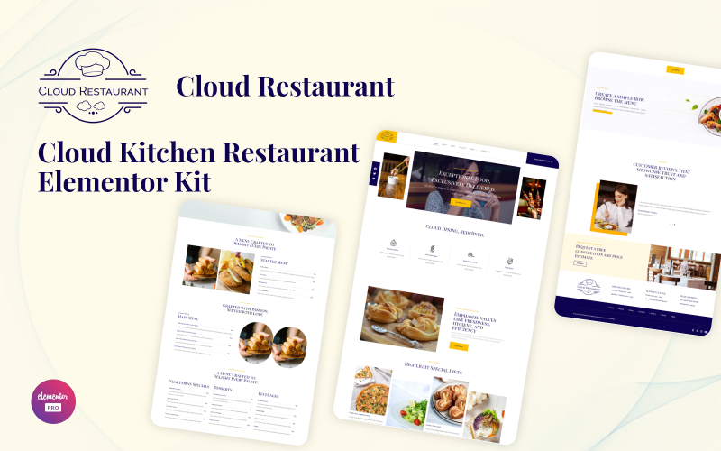 Restaurante Cloud - Kit Elementor para Restaurante Cloud Kitchen