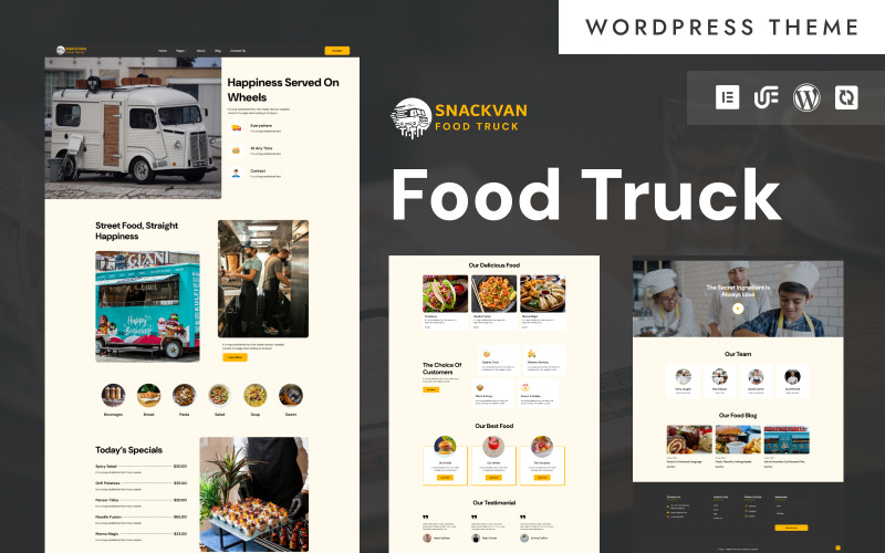 Snackvan - Tema WordPress Elementor per cibo da strada e camioncini di cibo