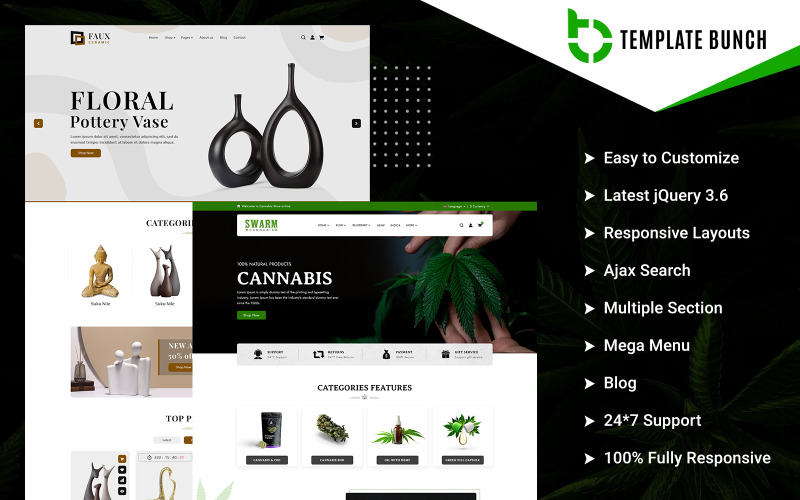 Swarm - Cannabis and Ceramic - Адаптивная тема Shopify для оформления интернет-магазинов