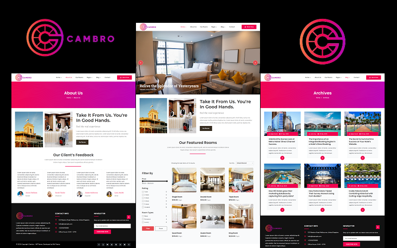 Cambro - готель, курорт, мотель WordPress тема Elementor