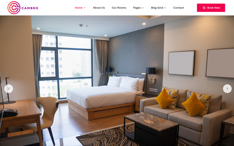 Cambro - šablona pro hotel, resort, motel Elementor WordPress