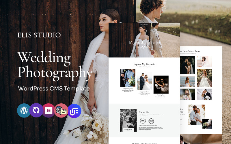 Elis Studio - Esküvői fotóstúdió többcélú WordPress Elementor sablon