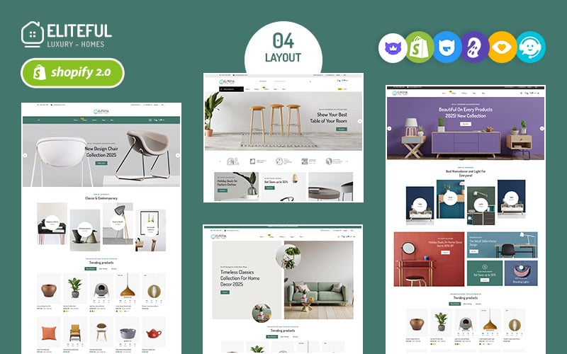 Eliteful - Современный домашний декор и мебель - Адаптивная тема Shopify