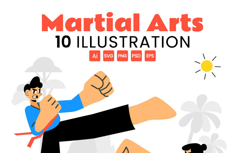 10 illustrazioni vettoriali di arti marziali