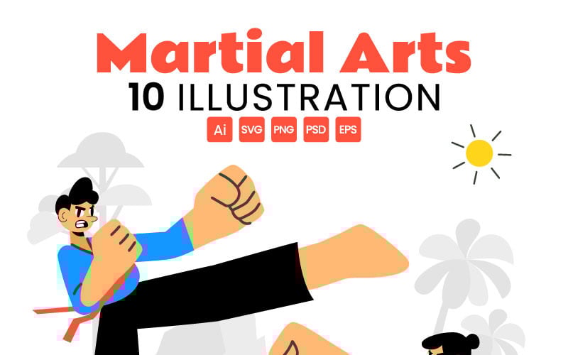 Ilustración vectorial de 10 artes marciales