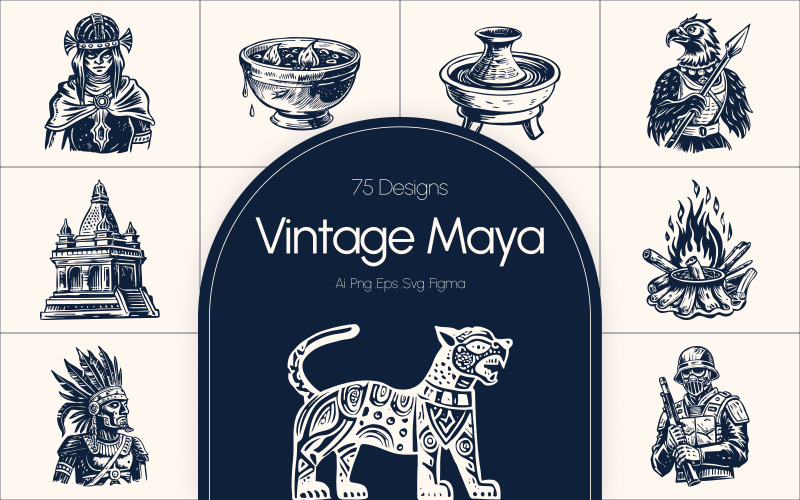 Conjunto de iconos mayas vintage modernos