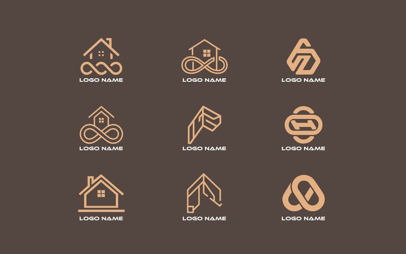Elegant Real Estate Logo Collection with Geometric and Infinity Symbol Elements