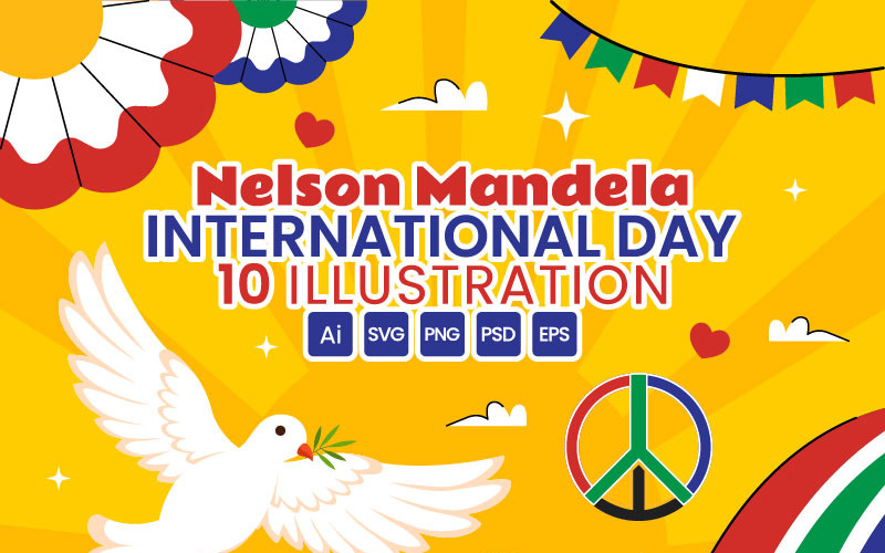 10 illustrationer för den internationella Nelson Mandeladagen