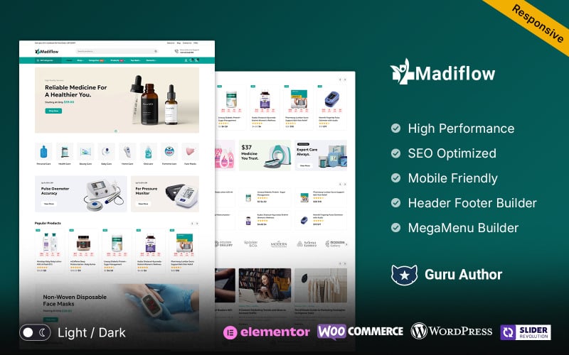 Madiflow — многоцелевая тема WooCommerce для медицины и фармацевтики