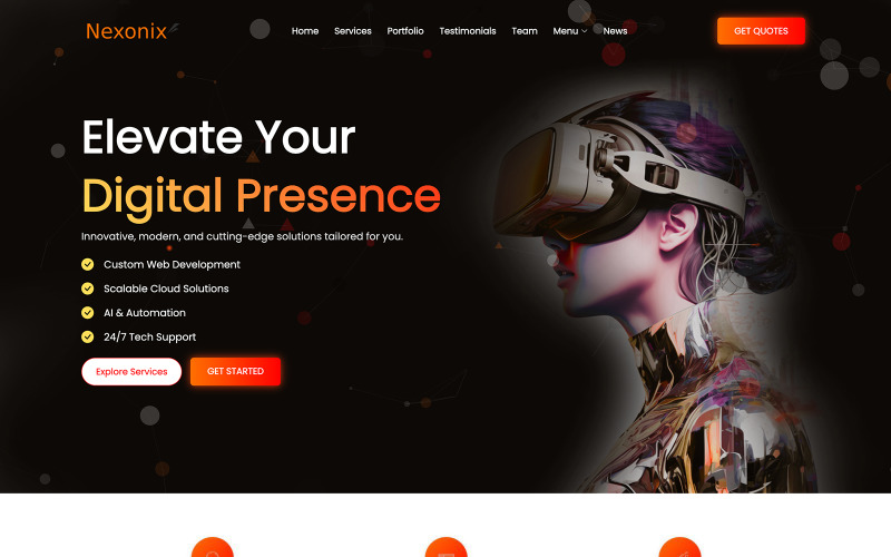Nexonix | İş Hizmetleri ve BT Çözümleri Çok Amaçlı Duyarlı Web Sitesi Şablonu