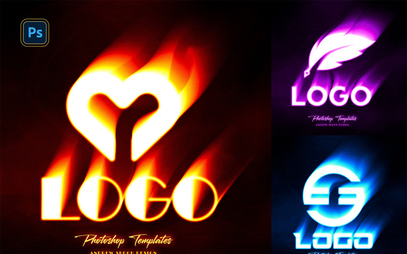 Płonące logo PSD Photoshop Mockup