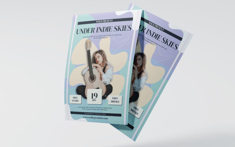 Soft Pastel Indie Music Concert Flyer Template