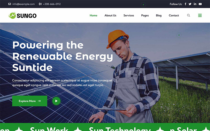 Sungo - Tema de WordPress para energía solar y renovable