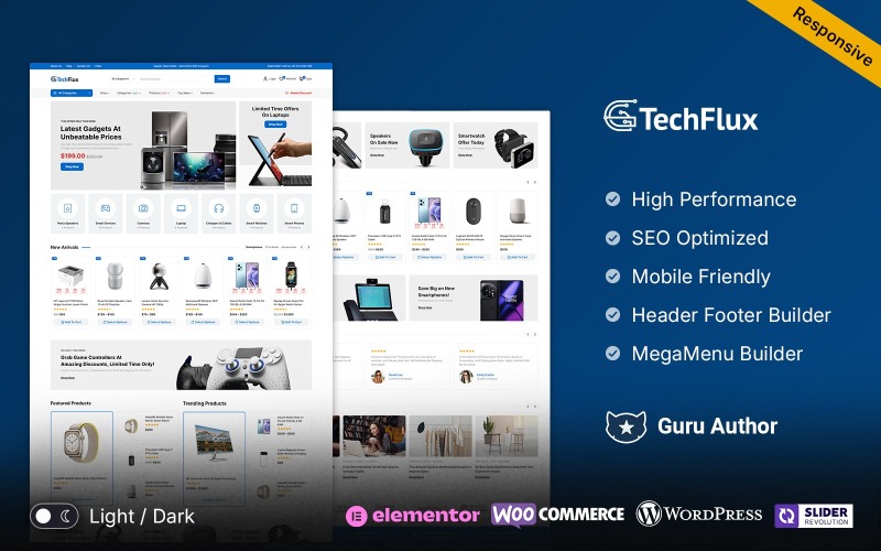 Techflux – Mehrzweck-Responsive-WooCommerce-Theme für Elektronik und Gadgets