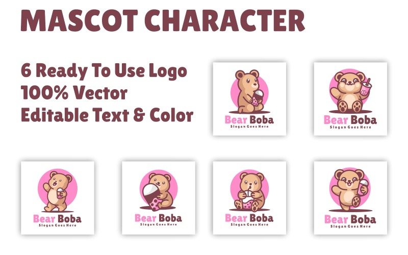 Bundle Bear Boba Mascot Logo Design