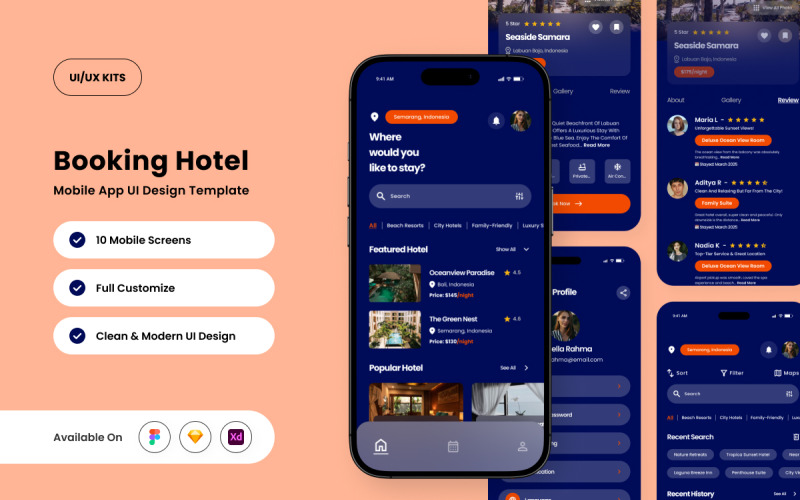 BookNStay – Modelo de design para aplicativo de reserva de hotel