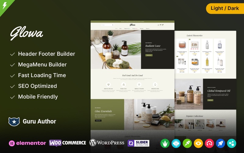 Glowa – Responsives WooCommerce-Theme für Kosmetik- und Schönheits-Hautpflege und Parfümerie