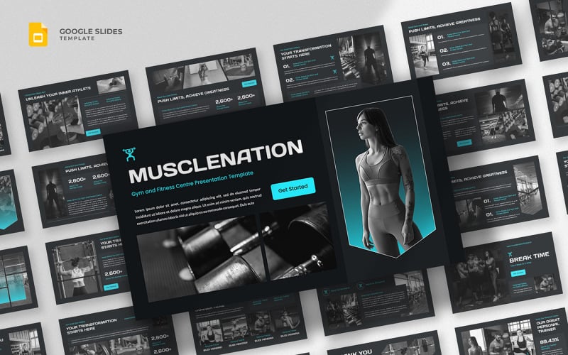 Musclenation - Plantilla de Google Slides para gimnasio y fitness