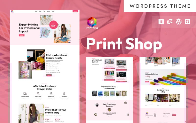 Printoria - Tema WordPress Elementor per tipografie e stampa di prodotti