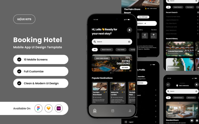 Stayelle – Hotelboekingsapp-ontwerpsjabloon