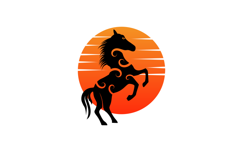 Horse At Sunset Creative Logo Template